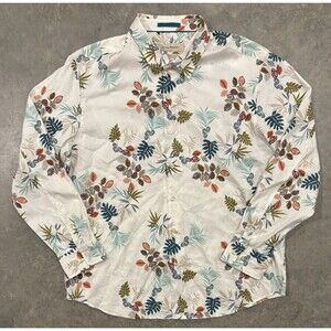 Tommy Bahama Men's XL Long Sleeve Floral Hawaiian Button-Up Shirt Silk Cotton